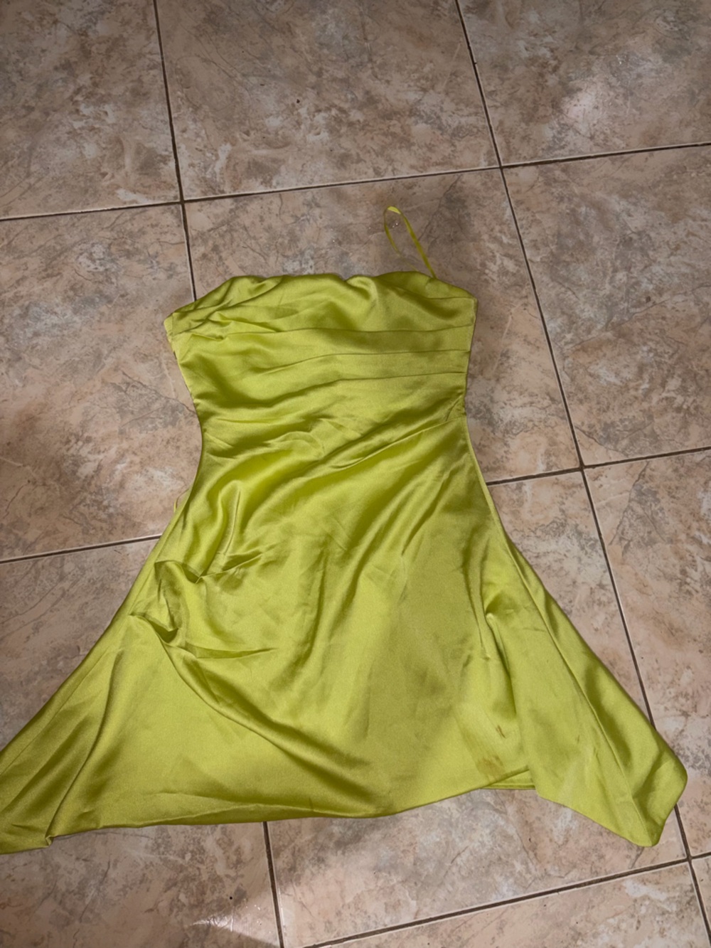 Fashion Nova Lime Green Satin Halter Dress